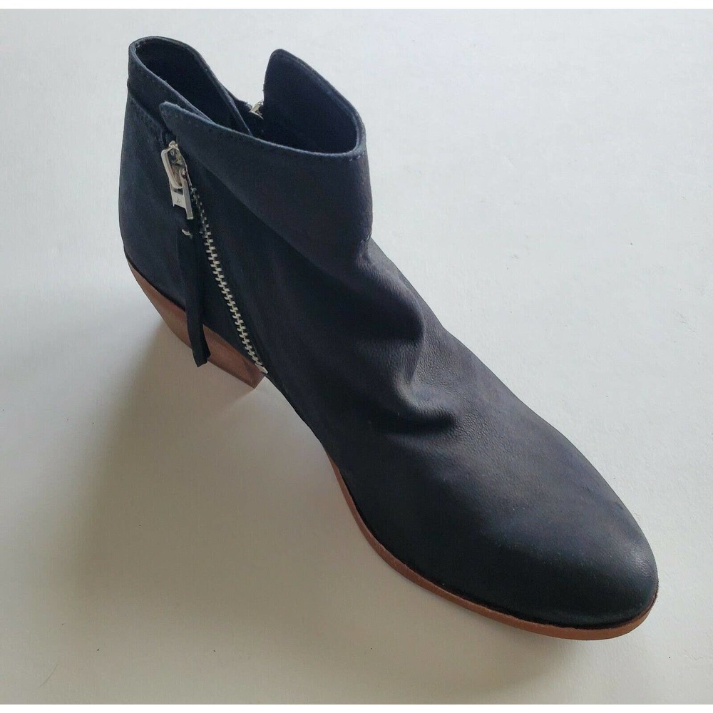 Sam Edelman's Block Heel Side Zip Leather Ankle Booties Black Size 7